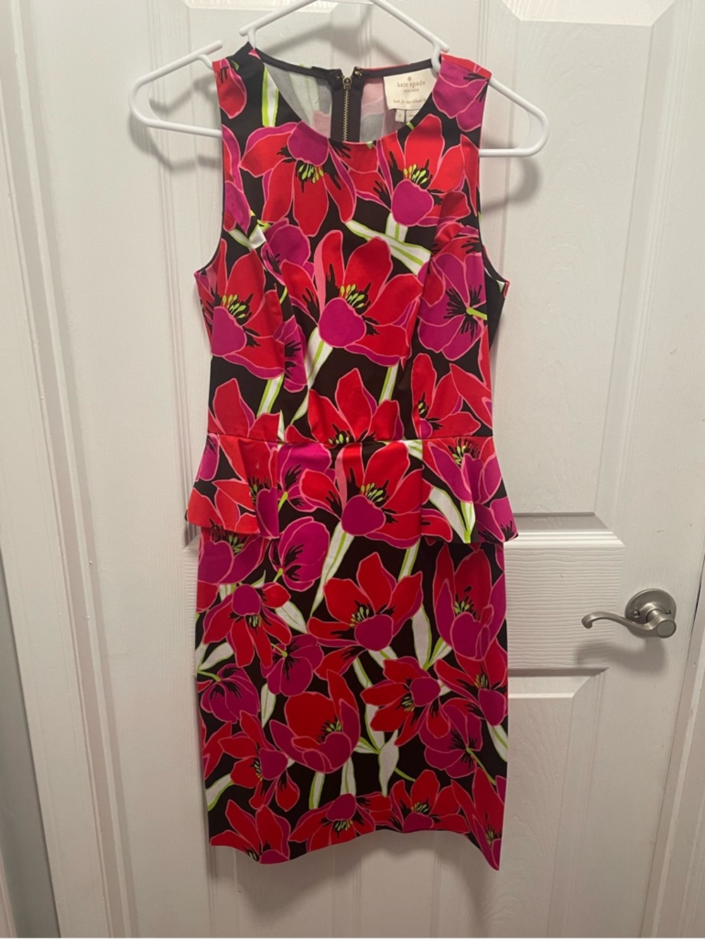Kate Spade New York Red & Pink Floral Peplum Sheath Dress